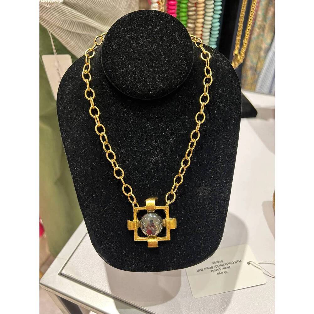 NEW YOCHI brooklyn stone statement necklace in black